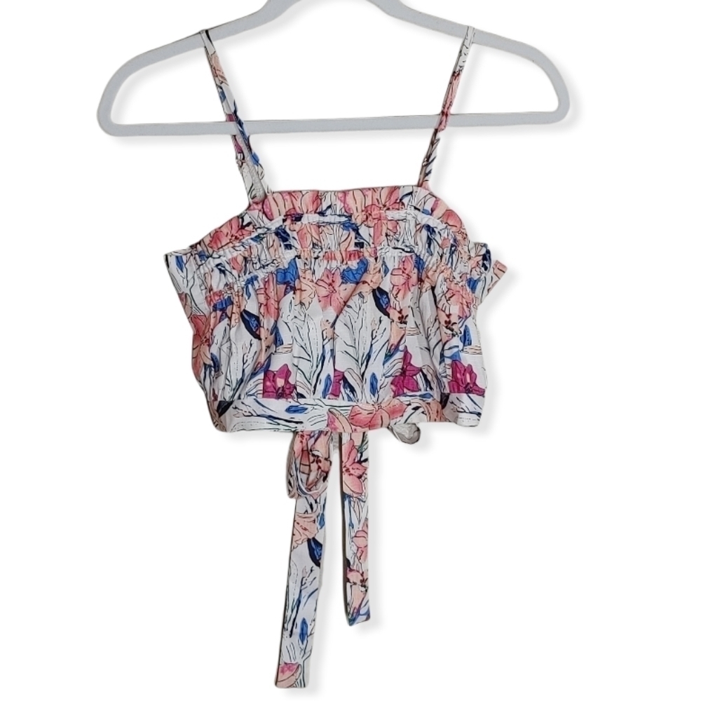 NWOT L'Atiste Floral Tie Back Crop Top Small